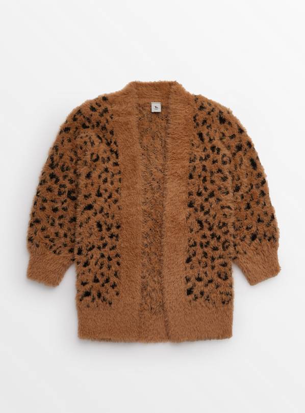 Brown Leopard Print Fluffy Cardigan 7 years